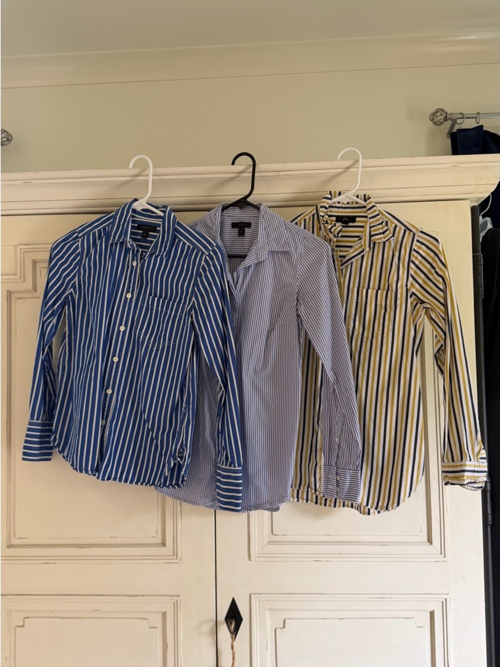 J Crew Striped Button-Up Shirts Trio - Blue, Light Blue, Yellow Stripes size 00